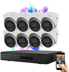 Hikvision 8 dome biztonsági kamerás IP kamera rendszer 4MP színes éjjellátással