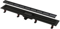 Alcadrain ALCA APZ10BLACK-650 SIMPLE zuhanyfolyóka, műanyag alaptest, fém rács, kombinált bűzzár (APZ10BLACK-650)