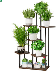  Fém virágállvány, fekete/rusztikus fa, ADITE TYP 2