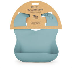 Petite & Mars Take & Match Szilikon Előke Frosted Sky - Állítható, BPA-mentes és Könnyen Tisztítható Előke 6 Hónapos Kortól