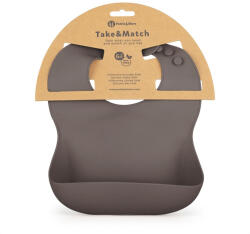 Petite & Mars Take & Match Szilikon Előke Bitter Cocoa - Állítható, BPA-mentes és Könnyen Tisztítható Előke 6 Hónapos Kortól