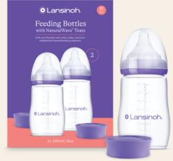 Lansinoh Cumisüveg közepes folyású etetőcumival + fedéllel, 2x240ml