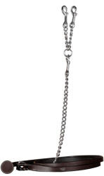 DYON Bőr lovagló hosszú póráz lánccal Dy'on 200 CM barna