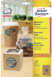 AVERY Etikett címke, 62 x42mm, környezetbarát 18 címke/lap, 25 lap/doboz, Avery barna - vegyesbolt