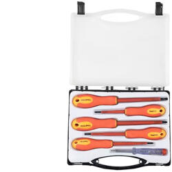 HOTECHE Csavarhúzó készlet szigetelt 6 részes fázisceruzával kofferben Hoteche (244106)
