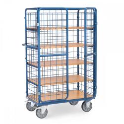 SSI Csomagszállító kocsi, 5 szintes, dróthálós, zárható, dupla csuklós ajtókkal, 600 kg-ig, H 1000 x B 600 mm (SS126524)