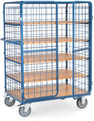 SSI Csomagszállító kocsi, 5 szintes, dróthálós, zárható, dupla csuklós ajtókkal, 600 kg-ig, H 1200 x B 800 mm (SS126440)