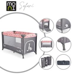 Moni Safari 1 szintes utazóágy - Rózsaszín állatmintás