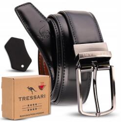 Tressari Férfi öv, fekete-barna, 120cm, 100% bőr, forgó csat (Pasek Skórzany Czarny Brązowy Do Spodni Męski)