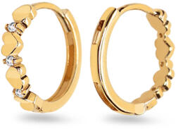 Heratis Forever Arany karika fülbevaló cirkóniákkal és szívekkel Jaylin, 9K IZ25333HR