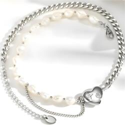 HARAHU Női nyaklánc MB-38965 - Ezüst / Fehér KP38965