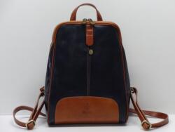 CsillaBőrdíszmű Hátizsák: sötétkék-konyakbarna bőr, 1 rekeszes (1104803)