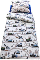  Ovis ágynemű huzat 2 részes / 90x130 cm - Kék Munkagépek az Úton mintával