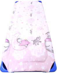  Bordűrös Rózsaszín Kiselefánt mintás - Töltött gumifüles ovis lepedő - 55x130 cm