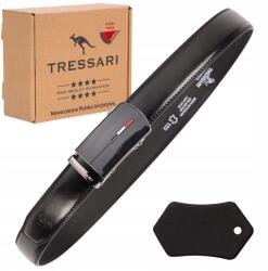 Tressari Öv Férfi Bőröv Nadrághoz, Fekete, Automata Csat, Valódi Bőr, 120 cm (TRESSARI męski pasek do garnituru spodni)