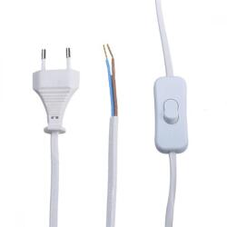 Ledium 2 eres szerelt vezeték dugvillával, 2x0, 75 mm2, fehér, 2 m, kapcsolóval