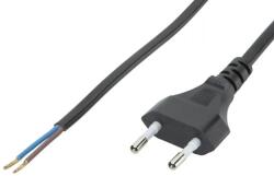 Ledium 2 eres szerelt vezeték dugvillával, 2x0, 75 mm2, fekete, 2 m, kapcsoló nélkül