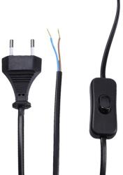 Ledium 2 eres szerelt vezeték dugvillával, 2x0, 75 mm2, fekete, 2 m, kapcsolóval