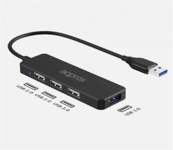Approx USB HUB - USB3.0 4in1 HUB (3db USB2.0, 1db USB3.0) Fekete (HALADPAPPROXAPPC47)