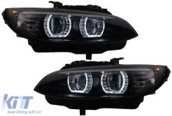 KITT Lightning Angel Eyes Xenon 3D LED fényszóró BMW 3 E92 E93 (2006-2010) modellekhez, U-tipus dizájn, fekete (HLBME92B)