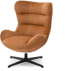 Vox bútor SEKURA forgófotel, mustársárga velúr, fekete lábcsillag
