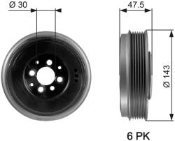 GATES Szíjtárcsa, főtengely GATES TVD1003 for AUDI, SEAT, SKODA, VW (TVD1003)