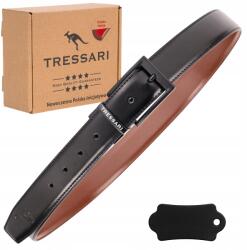 Tressari Férfi Bőr Öv, fekete/barna, 120cm, kétoldalas (TRESSARI 120 cm męski pasek dwustronny)
