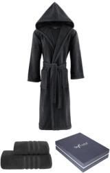 Soft Cotton STRIPE uniszex fürdőköpeny + törölköző + fürdőlepedő + box S + törölköző + fürdőlepedő + box Fekete antracit / Black anthracite