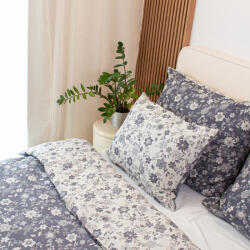 Takoy Párnahuzat 50x70 cm szőtt muszlin luxury mini szürkés-kék virágok