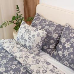 Takoy Párnahuzat 50x70 cm szőtt muszlin luxury szürkés-kék virágok