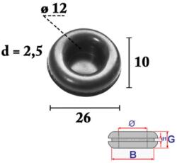 Romix Kábelátvezető, vezeték átvezető gumigyűrű, gumidugó univerzális 12 mm-es belső átmérővel C70403 (1 db) [FA1]