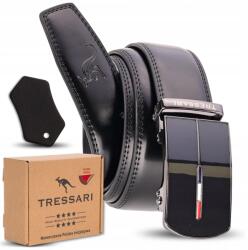 Tressari Férfi Bőröv, Fekete, automata csat, valódi bőr, 120cm (PASEK Skórzany Do Spodni Męski CZARNY)