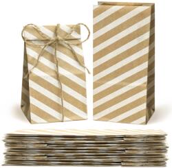Allbag 25 db Papír Zacskó Kocka Alakú 80x65x190mm Barna-Fehér Csíkos Öko