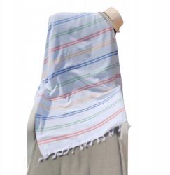  Nagyméretű strandtörölköző Fehér frottír 100×180 cm - 100% pamut Otthoni Szükségletek (HE_WHITESTRPS_100x180)