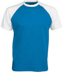 Kariban Férfi raglán ujjú kétszínű baseball póló, Kariban KA330, Aqua Blue/White-2XL (ka330aq-wh-2xl)