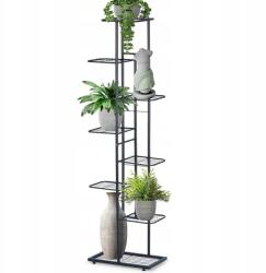 Artemis Fém Virágtartó Állvány, 8 szint, 44×22×142cm, fekete, ipari stílus (VD-569811)