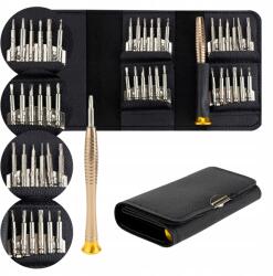 Allbag Precíziós Csavarhúzó Készlet 25 részes Csavarhúzó Bitek Nyél tok zsebbe (ŚRUBOKRĘT005)