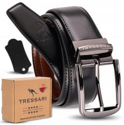 Tressari Férfi Bőröv, fekete/barna, kétoldalas, 120cm, bőr (Pasek Skórzany Czarny Do Spodni Brązowy)