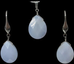  Kalcedon fülbevaló medál ékszerszett