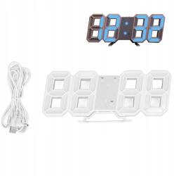  3D Led Elektronikus Óra, ébresztőórával, fehér, 23cm, USB tápellátás (3115220041112)