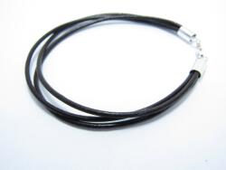  Karkötő Szíj Fekete 2 mm Ezüst Kapcsok 925 18 CM (SILVERJOANNA)