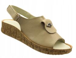 Helios Női Szandál Helios Kényelem 140 Ecru II Természetes Bőr Tépőzáras Pánt (140.131)