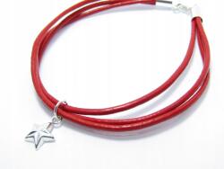 Karkötő Szíj Piros 2 mm Ezüst Kapcsok 925 21 cm (nnnnnn)