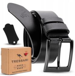 Tressari Férfi bőr öv, fekete, 120cm, természetes bőr, Nickel Free csat (Pasek Skórzany Czarny Męski 120 cm Do Spodni)