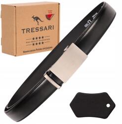 Tressari Férfi Öv, fekete, automata csat, valódi bőr, Size 120cm, ajándéknak (TRESSARI męski pasek do garnituru spodni)