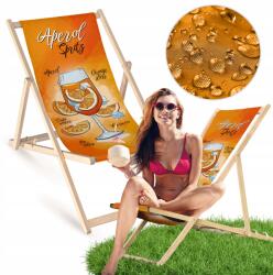 Allbag Drawniany kerti napozóágy Világos Aperol Spritz mintával Strandra Teraszra Erkélyre (PŁACHTA120 APEROL SPRITZ)