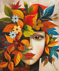 Figured Art Set goblen cu diamante, cu sasiu, Chip inflorit, inspiratie Picasso, 40x50 cm (DP-FA10463-Y)
