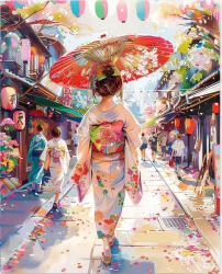 Figured Art Set pictura pe numere, cu sasiu, Femeie in yukata, 40x50 cm (FA10576-Y)