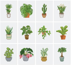 Figured Art Mini set 12 goblenuri cu diamante, fara sasiu, Plante 2, 18x15 cm (LZ003)