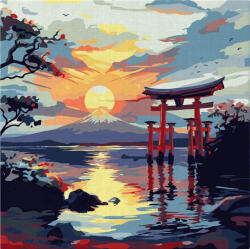 Figured Art Mini set pictura pe numere, cu sasiu, Poarta Torii la apus, 20x20 cm (SFA304-Y)
